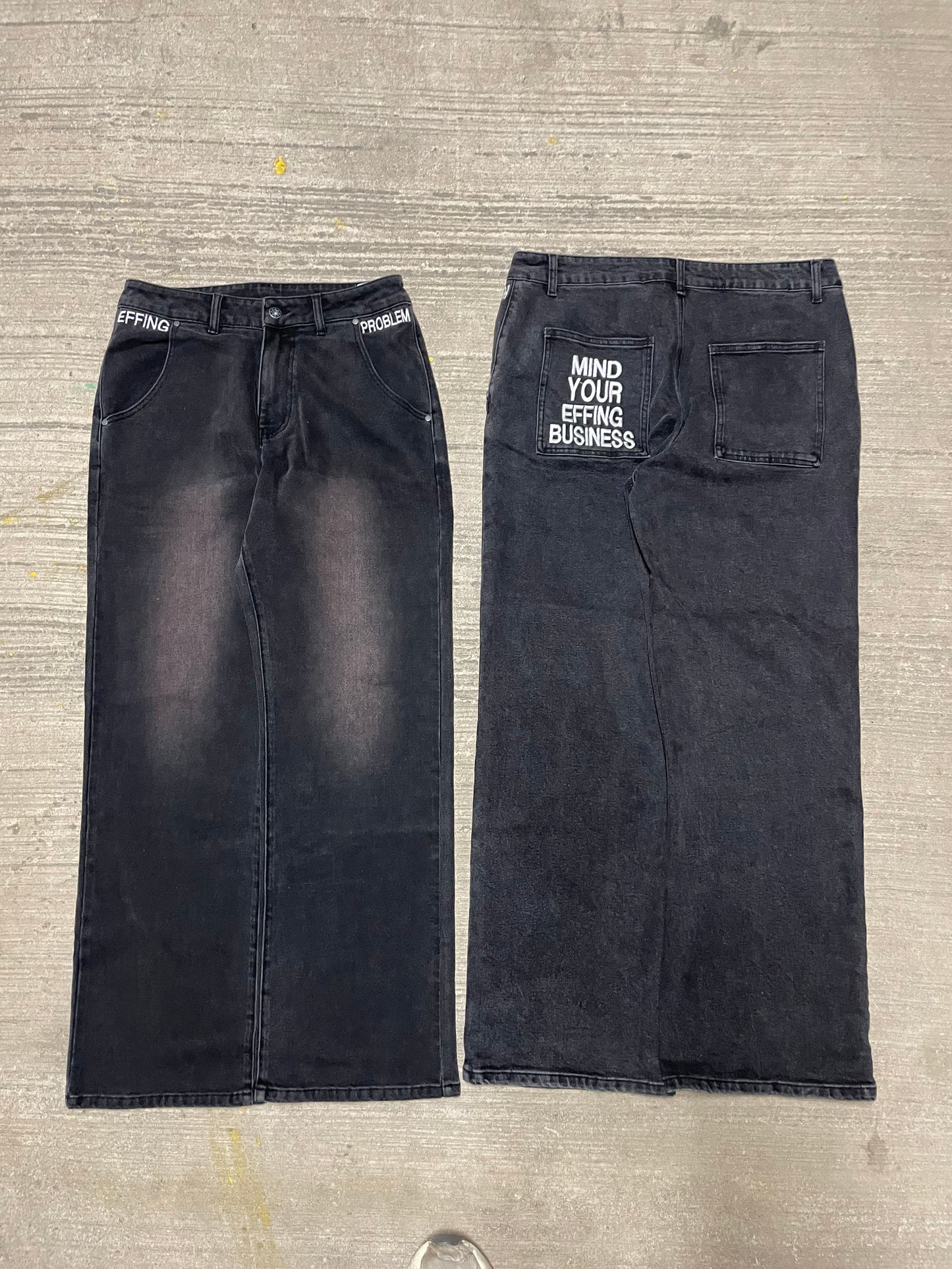 Mind Your Business Sample - Black Denim Straight / Relax Fit