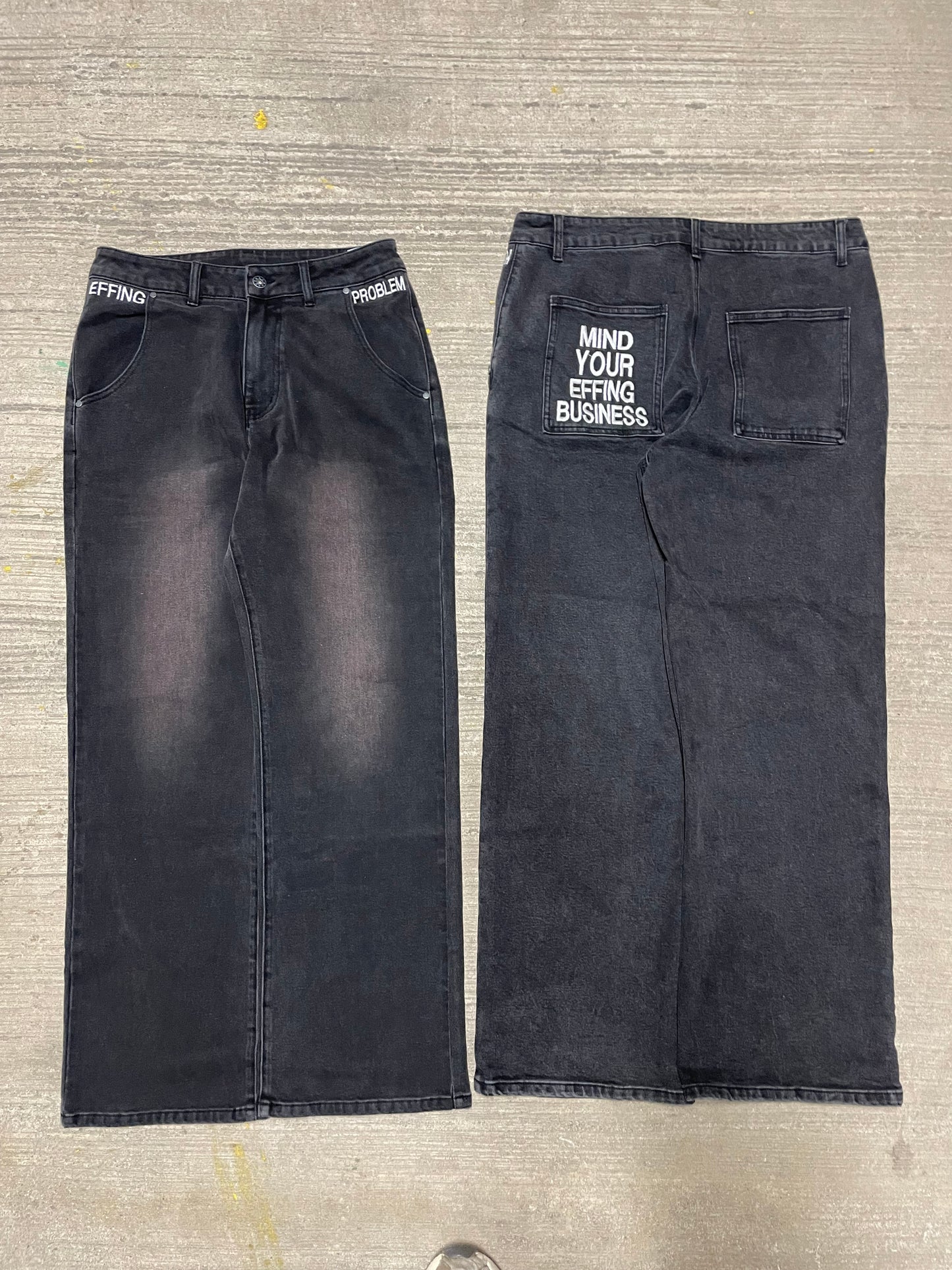 Mind Your Business Sample - Black Denim Straight / Relax Fit