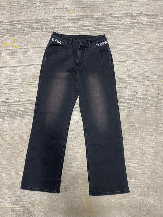 Mind Your Business Sample - Black Denim Straight / Relax Fit